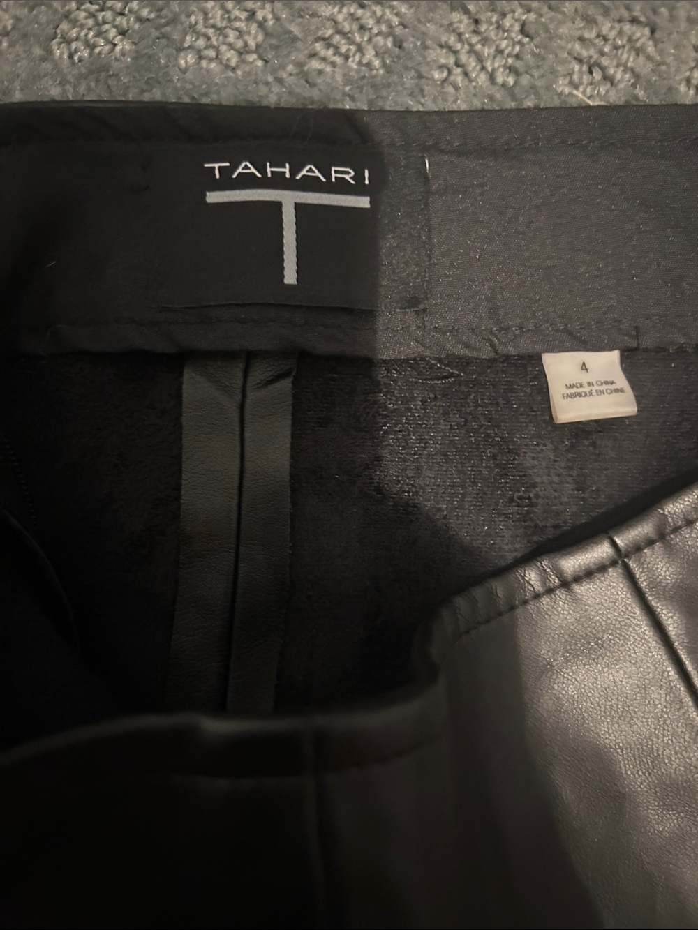 Tahari Black Faux Leather Panel Pencil Skirt - Picture 2 of 9